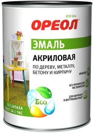 Эмаль акриловая Ореол, белая глянцевая, 1.9 кг купить в СОМ