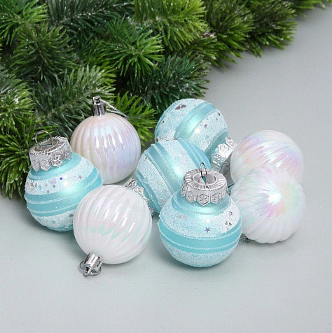 Набор шаров Восхищение 8шт 5см белые/голубые купить в СОМ