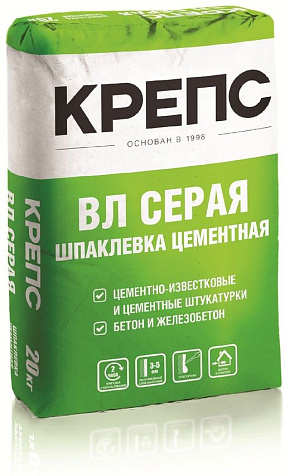 Шпаклевка цементная КРЕПС ВЛ, серая, 20 кг купить в СОМ