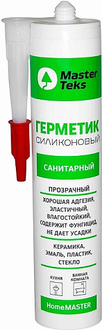 Герметик силиконовый MasterTeks HomeMaster, санитарный, прозрачный, 260 мл купить в СОМ
