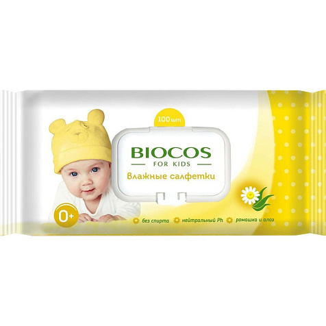 Салфетки влажные BioCos для детей 100шт купить в СОМ