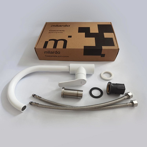 Смеситель для мойки Milardo Meal M01WTJ0M05, белый матовый купить в СОМ