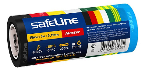 Изолента ПХВ 15мм х 5м Safeline комп.7 цветов купить в СОМ