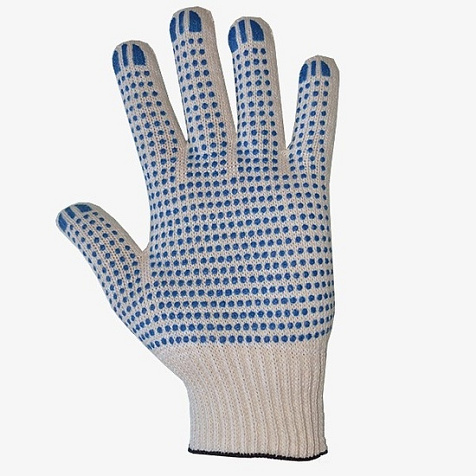 Перчатки х/б ПВХ-протектор, 7 нитей, 7.5 класс, белые купить в СОМ