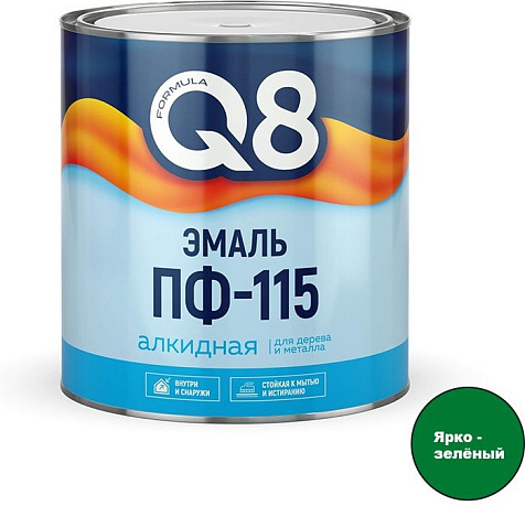 Эмаль ПФ-115 Formula Q8, ярко-зеленая, 1.8 кг купить в СОМ