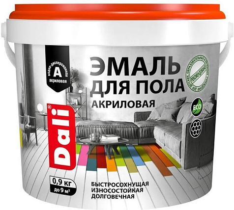 Эмаль акриловая Dali, для пола, красное дерево, 0.9 кг купить в СОМ
