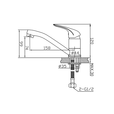 Смеситель для раковины Avrora Glade AV3011, латунь, хром купить в СОМ