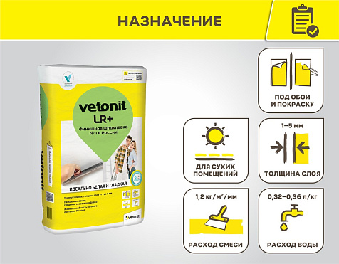 Шпатлевка полимерная Vetonit LR+, финишная, 5 кг купить в СОМ