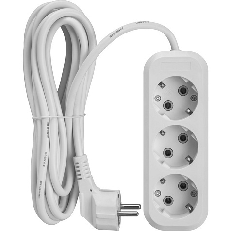 Удлинитель ОНЛАЙТ  OPE-S-03-150-Е-3х1  3 гн, 1.5 м, с заземлением, 16А, IP20, белый купить в СОМ