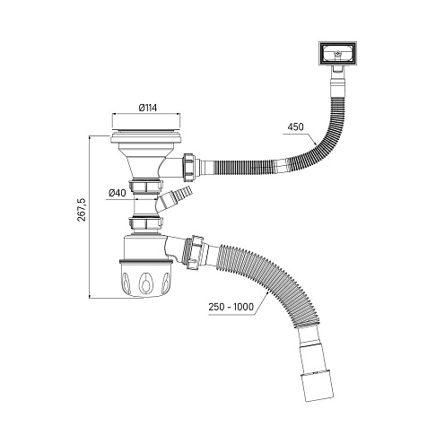 Сифон для мойки Iddis 900CVG1P10VD 3 1/2"х40, с переливом и отводом купить в СОМ
