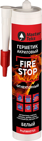 Герметик акриловый MasterTeks ProfiMaster FIRESTOP, огнеупорный, белый, 300 мл купить в СОМ