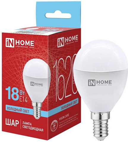 Лампа светодиодная IN HOME  LED-ШАР-VC 18Вт 230В E14 6500К 1620Лм купить в СОМ