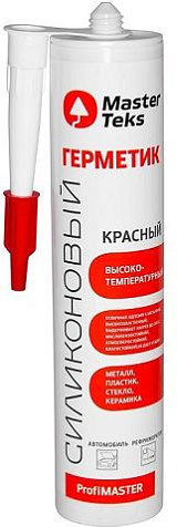 Герметик силиконовый MasterTeks ProfiMaster, высокотемпературный, красный, 260 мл купить в СОМ