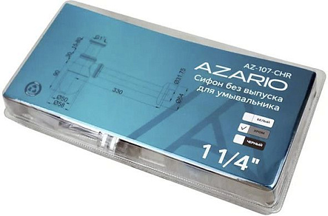 Сифон для умывальника Azario AZ-107-CHR, G 1 1/4", хром, овал купить в СОМ